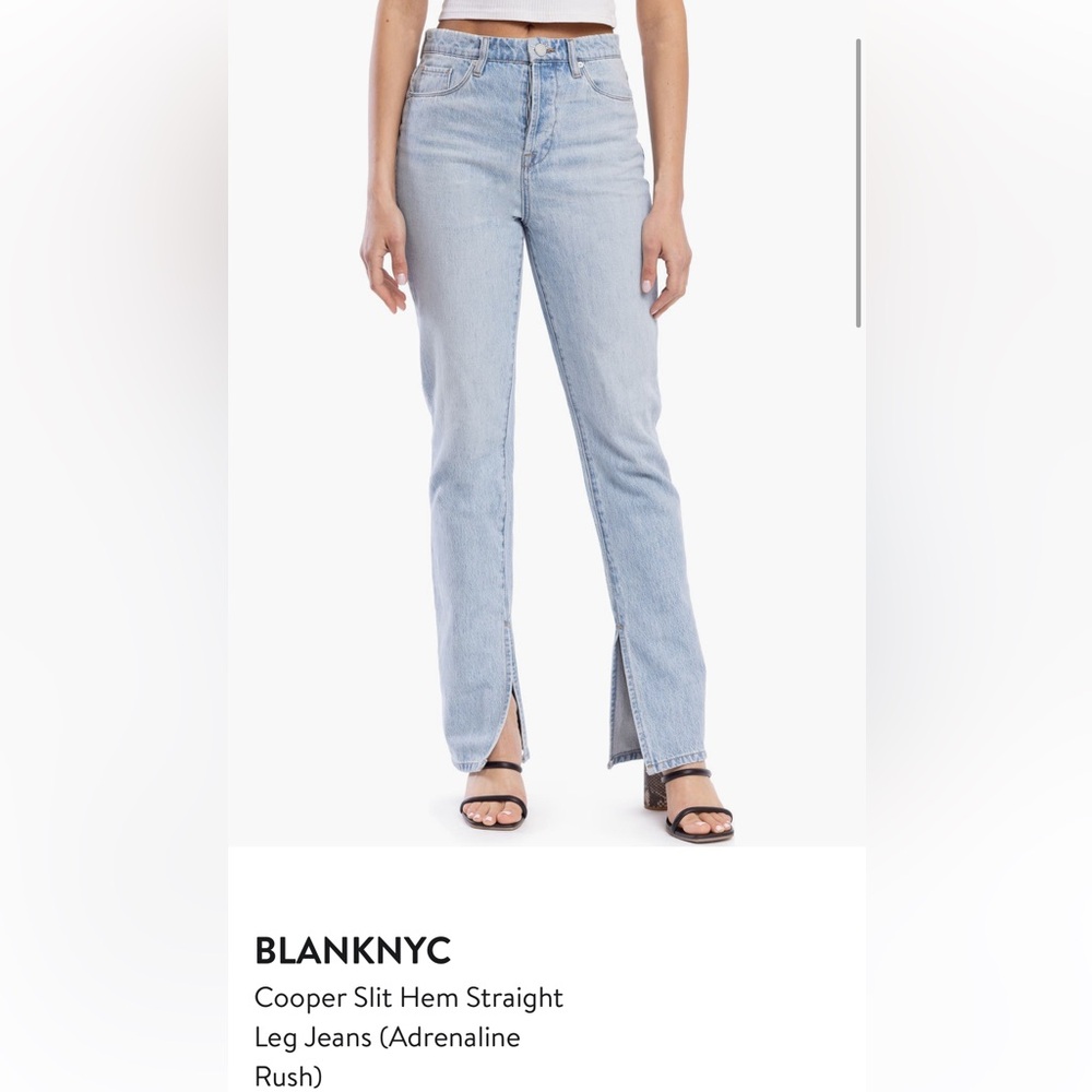 BLANKNYC
Cooper Slit Hem Straight
Leg Jeans (Adrenaline
Rush)